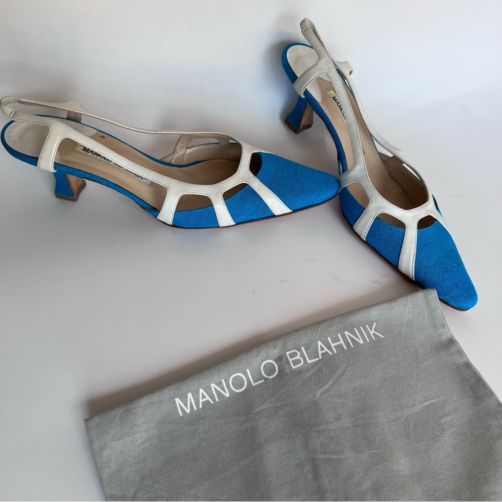 Vintage Manolo Blahnik Slingback Kitten Heels EUR 39.5